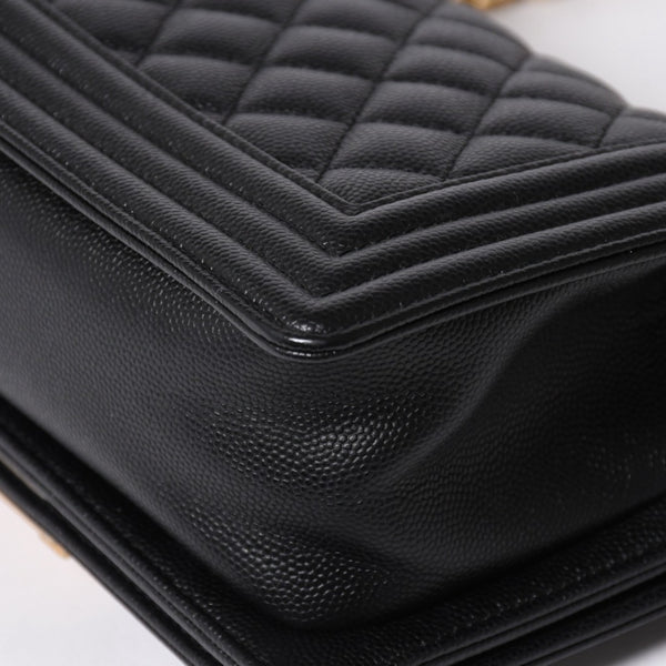 極美品 CHANEL シャネル ボーイシャネル ショルダーバッグ スモールハンドバッグ 29番台 キャビアスキン A67085 ココマーク ブラック ゴールド金具 中古 4a006429