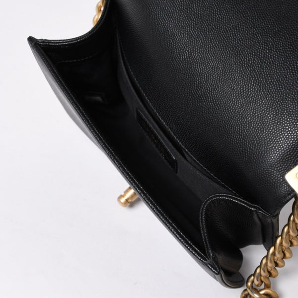 極美品 CHANEL シャネル ボーイシャネル ショルダーバッグ スモールハンドバッグ 29番台 キャビアスキン A67085 ココマーク ブラック ゴールド金具 中古 4a006429