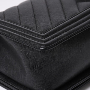 新品同様品 CHANEL シャネル ボーイシャネル チェーンショルダーバッグ ショルダーバッグ シェブロン Vステッチ 24番台 ココマーク ブラック 中古 4a006433