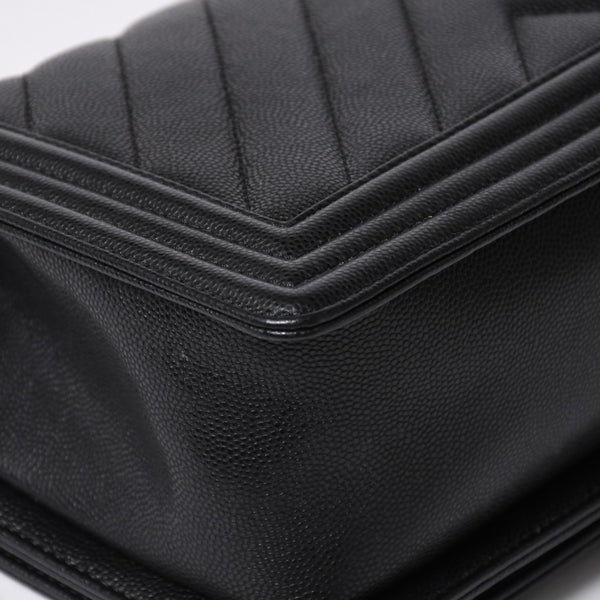 新品同様品 CHANEL シャネル ボーイシャネル チェーンショルダーバッグ ショルダーバッグ シェブロン Vステッチ 24番台 ココマーク ブラック 中古 4a006433