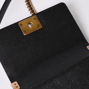 CHANEL シャネル ボーイシャネル ショルダーバッグ チェーンショルダーバッグ 19番台 キャビアスキン ココマーク ブラック ゴールド金具 美品 中古 4a006436