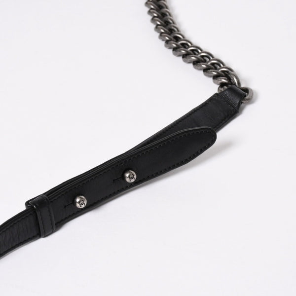 極美品 CHANEL シャネル ボーイシャネル チェーンショルダーバッグ A67086 23番台 ラムスキン ココマーク ブラック シルバー金具 中古 4a006432