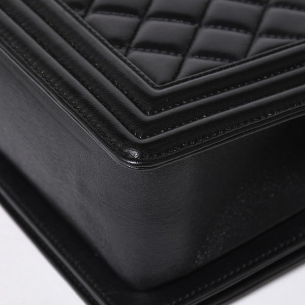 極美品 CHANEL シャネル ボーイシャネル チェーンショルダーバッグ A67086 23番台 ラムスキン ココマーク ブラック シルバー金具 中古 4a006432
