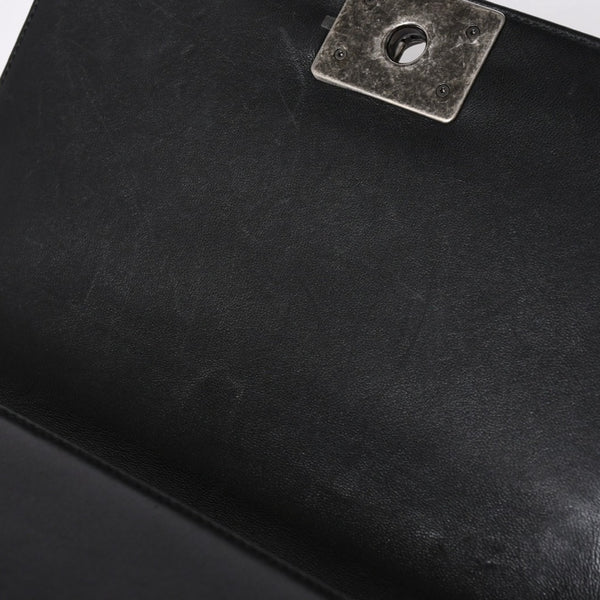 極美品 CHANEL シャネル ボーイシャネル チェーンショルダーバッグ A67086 23番台 ラムスキン ココマーク ブラック シルバー金具 中古 4a006432
