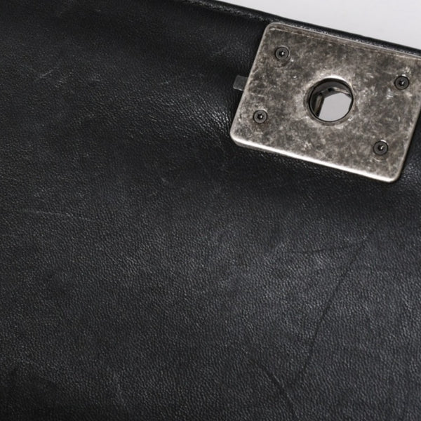極美品 CHANEL シャネル ボーイシャネル チェーンショルダーバッグ A67086 23番台 ラムスキン ココマーク ブラック シルバー金具 中古 4a006432