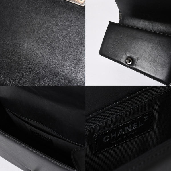 極美品 CHANEL シャネル ボーイシャネル チェーンショルダーバッグ A67086 23番台 ラムスキン ココマーク ブラック シルバー金具 中古 4a006432