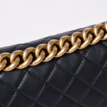 画像をギャラリービューアに読み込む, 極美品 CHANEL シャネル ボーイシャネル25 Wチェーンショルダーバッグ 26番台 ココマーク A67086 ラムスキン ネイビー 中古 4a006434