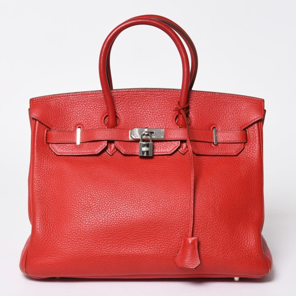 極美品 HERMES エルメス ハンドバッグ バーキン35 トゴ レッド シルバー金具 □I刻印 中古 4a006440
