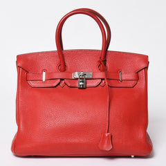 極美品 HERMES エルメス ハンドバッグ バーキン35 トゴ レッド シルバー金具 □I刻印 中古 4a006440