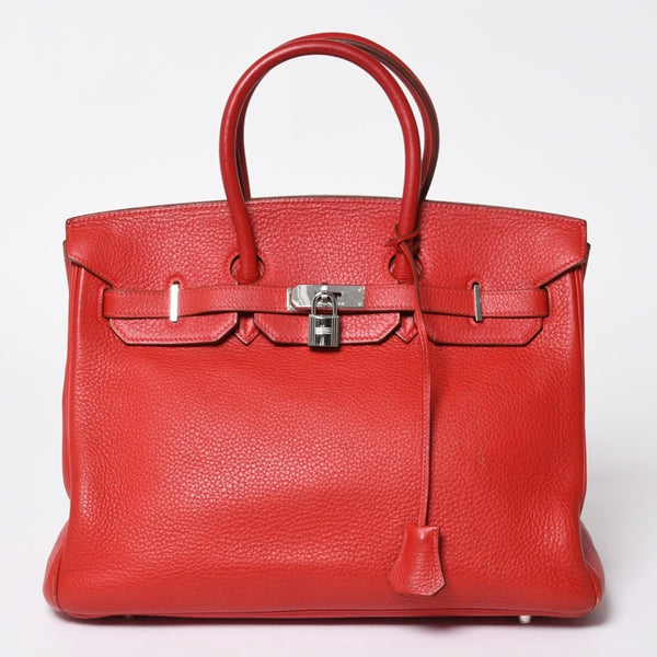極美品 HERMES エルメス ハンドバッグ バーキン35 トゴ レッド シルバー金具 □I刻印 中古 4a006440