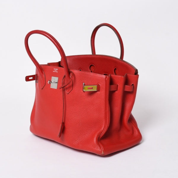 極美品 HERMES エルメス ハンドバッグ バーキン35 トゴ レッド シルバー金具 □I刻印 中古 4a006440