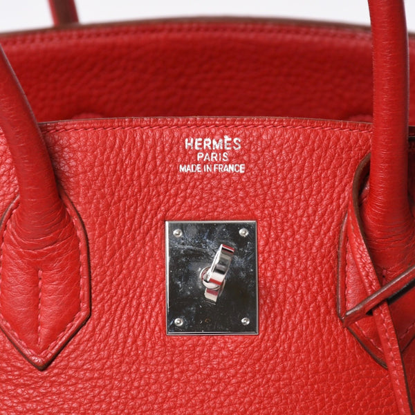 極美品 HERMES エルメス ハンドバッグ バーキン35 トゴ レッド シルバー金具 □I刻印 中古 4a006440