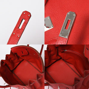 極美品 HERMES エルメス ハンドバッグ バーキン35 トゴ レッド シルバー金具 □I刻印 中古 4a006440