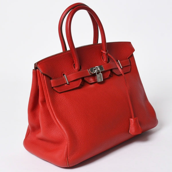 極美品 HERMES エルメス ハンドバッグ バーキン35 トゴ レッド シルバー金具 □I刻印 中古 4a006440