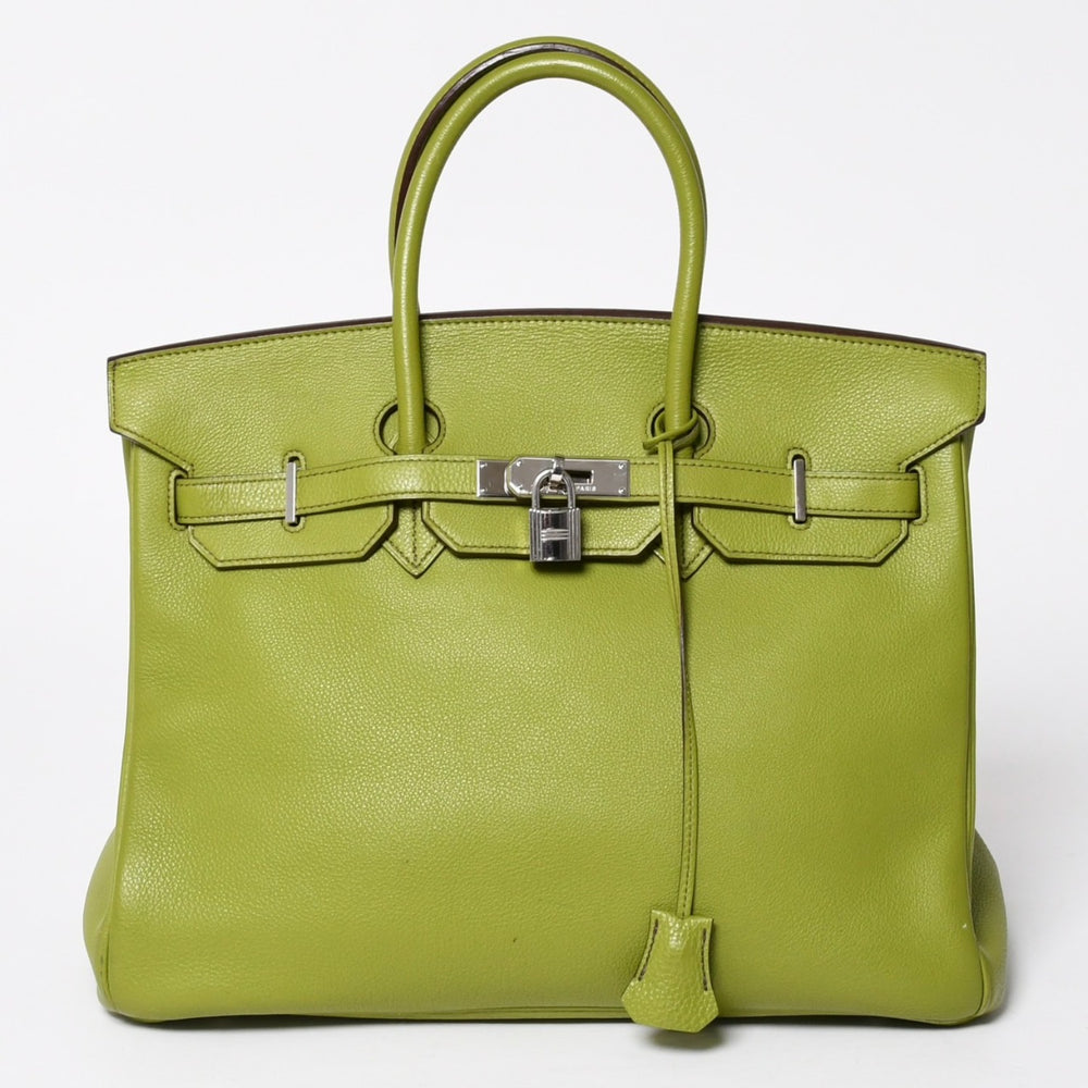 HERMES エルメス BIRKIN バーキン35 アニスグリーン トゴ シルバー金具 ハンドバッグ □H刻印 美品 中古 4a006441
