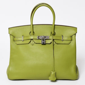 HERMES エルメス BIRKIN バーキン35 アニスグリーン トゴ シルバー金具 ハンドバッグ □H刻印 美品 中古 4a006441