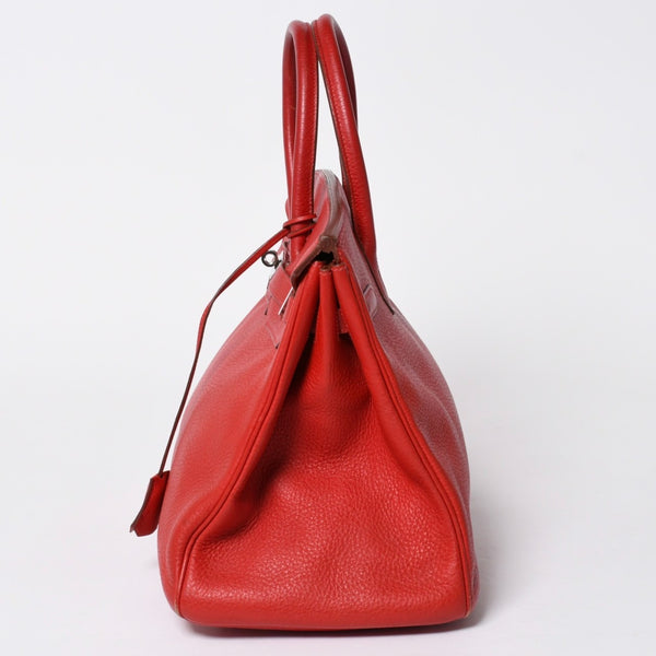 極美品 HERMES エルメス ハンドバッグ バーキン35 トゴ レッド シルバー金具 □I刻印 中古 4a006440