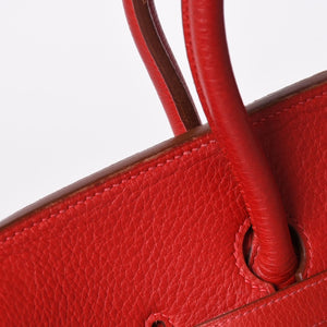 極美品 HERMES エルメス ハンドバッグ バーキン35 トゴ レッド シルバー金具 □I刻印 中古 4a006440