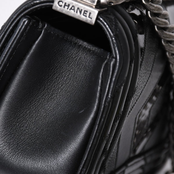 極美品 CHANEL シャネル ボーイシャネル チェーンショルダー ショルダーバッグ 30番台 ブラック 中古 4a006430