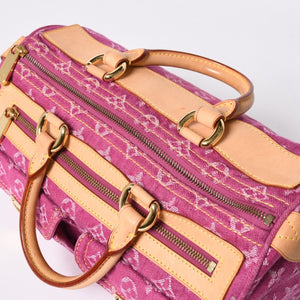 新品同様品 LOUIS VUITTON ルイヴィトン ネオスピーディ ハンドバッグ M95214 モノグラムデニム ピンク ゴールド金具 中古 4a006493