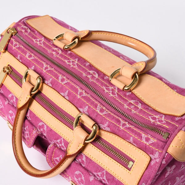 新品同様品 LOUIS VUITTON ルイヴィトン ネオスピーディ ハンドバッグ M95214 モノグラムデニム ピンク ゴールド金具 中古 4a006493