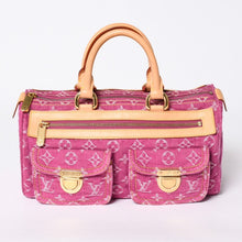 画像をギャラリービューアに読み込む, 新品同様品 LOUIS VUITTON ルイヴィトン ネオスピーディ ハンドバッグ M95214 モノグラムデニム ピンク ゴールド金具 中古 4a006493