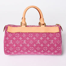 画像をギャラリービューアに読み込む, 新品同様品 LOUIS VUITTON ルイヴィトン ネオスピーディ ハンドバッグ M95214 モノグラムデニム ピンク ゴールド金具 中古 4a006493