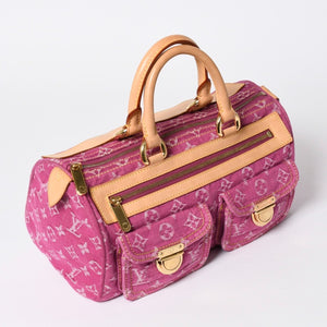 新品同様品 LOUIS VUITTON ルイヴィトン ネオスピーディ ハンドバッグ M95214 モノグラムデニム ピンク ゴールド金具 中古 4a006493
