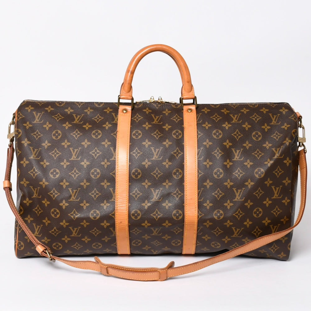 LOUIS VUITTON ルイヴィトン モノグラム キーポルバンドリエール55 2WAY ボストンバック M41414 ブラウン キャンバス 美品 中古 4a006487