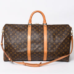 LOUIS VUITTON ルイヴィトン モノグラム キーポルバンドリエール55 2WAY ボストンバック M41414 ブラウン キャンバス 美品 中古 4a006487