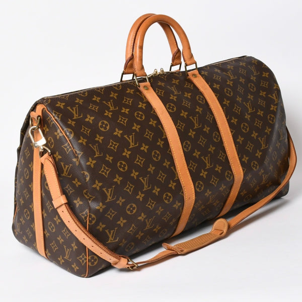 LOUIS VUITTON ルイヴィトン モノグラム キーポルバンドリエール55 2WAY ボストンバック M41414 ブラウン キャンバス 美品 中古 4a006487