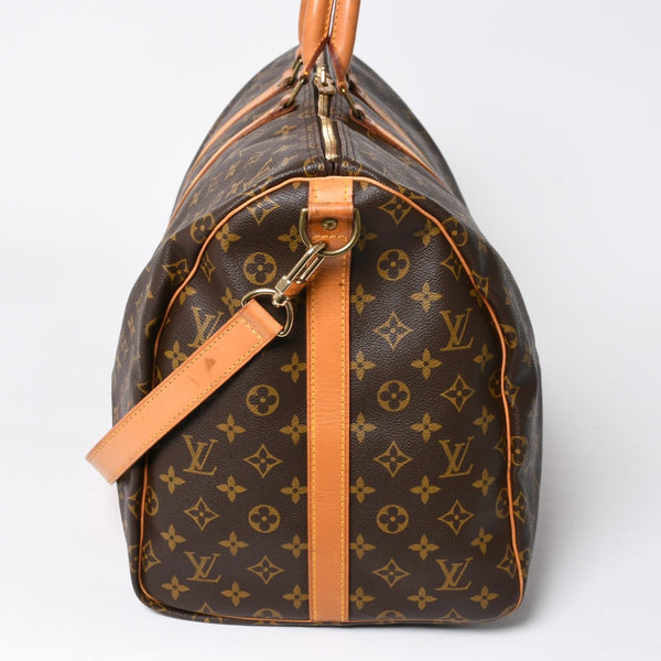 LOUIS VUITTON ルイヴィトン モノグラム キーポルバンドリエール55 2WAY ボストンバック M41414 ブラウン キャンバス 美品 中古 4a006487