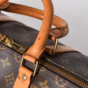 LOUIS VUITTON ルイヴィトン モノグラム キーポルバンドリエール55 2WAY ボストンバック M41414 ブラウン キャンバス 美品 中古 4a006487