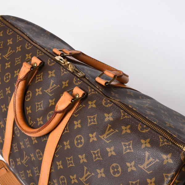 LOUIS VUITTON ルイヴィトン モノグラム キーポルバンドリエール55 2WAY ボストンバック M41414 ブラウン キャンバス 美品 中古 4a006487