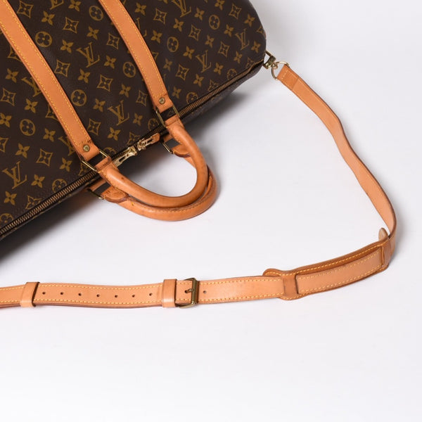 LOUIS VUITTON ルイヴィトン モノグラム キーポルバンドリエール55 2WAY ボストンバック M41414 ブラウン キャンバス 美品 中古 4a006487