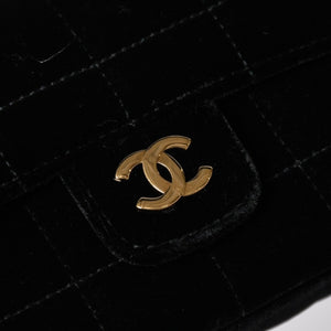 新品同様品 CHANEL シャネル チョコバー ベルベット シングルフラップ シングルチェーンバッグ 6番台 ベロア ゴールド金具 中古 4a006444