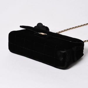 新品同様品 CHANEL シャネル チョコバー ベルベット シングルフラップ シングルチェーンバッグ 6番台 ベロア ゴールド金具 中古 4a006444