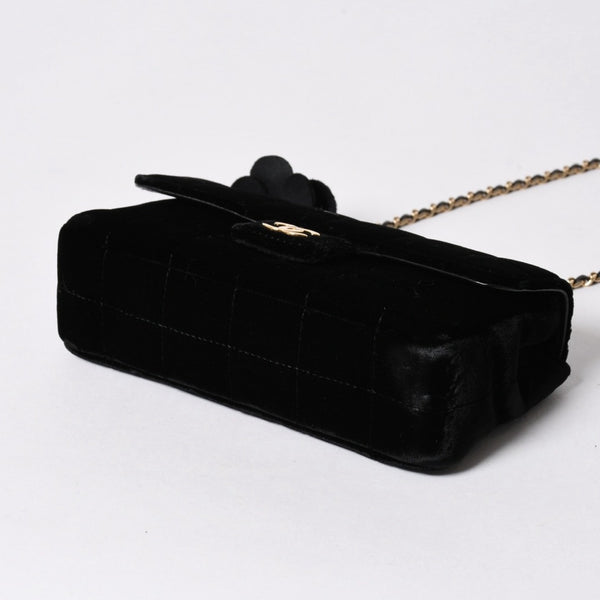 新品同様品 CHANEL シャネル チョコバー ベルベット シングルフラップ シングルチェーンバッグ 6番台 ベロア ゴールド金具 中古 4a006444