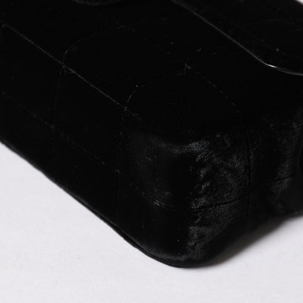 新品同様品 CHANEL シャネル チョコバー ベルベット シングルフラップ シングルチェーンバッグ 6番台 ベロア ゴールド金具 中古 4a006444