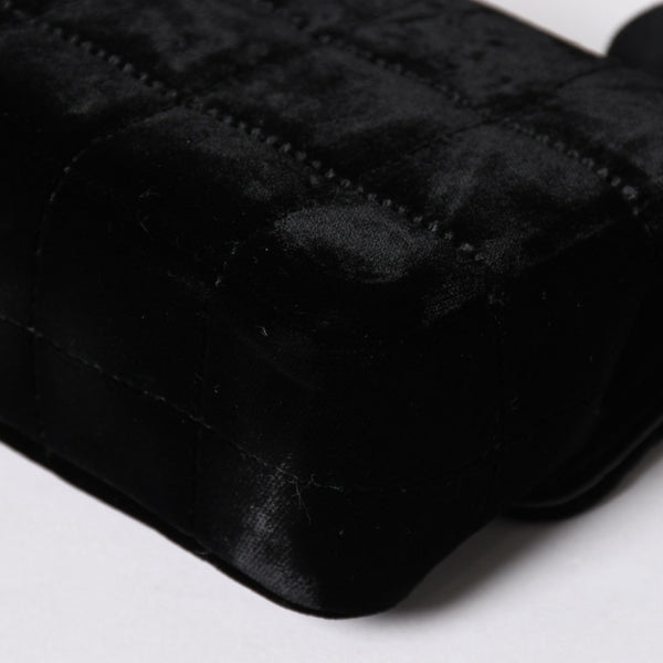 新品同様品 CHANEL シャネル チョコバー ベルベット シングルフラップ シングルチェーンバッグ 6番台 ベロア ゴールド金具 中古 4a006444