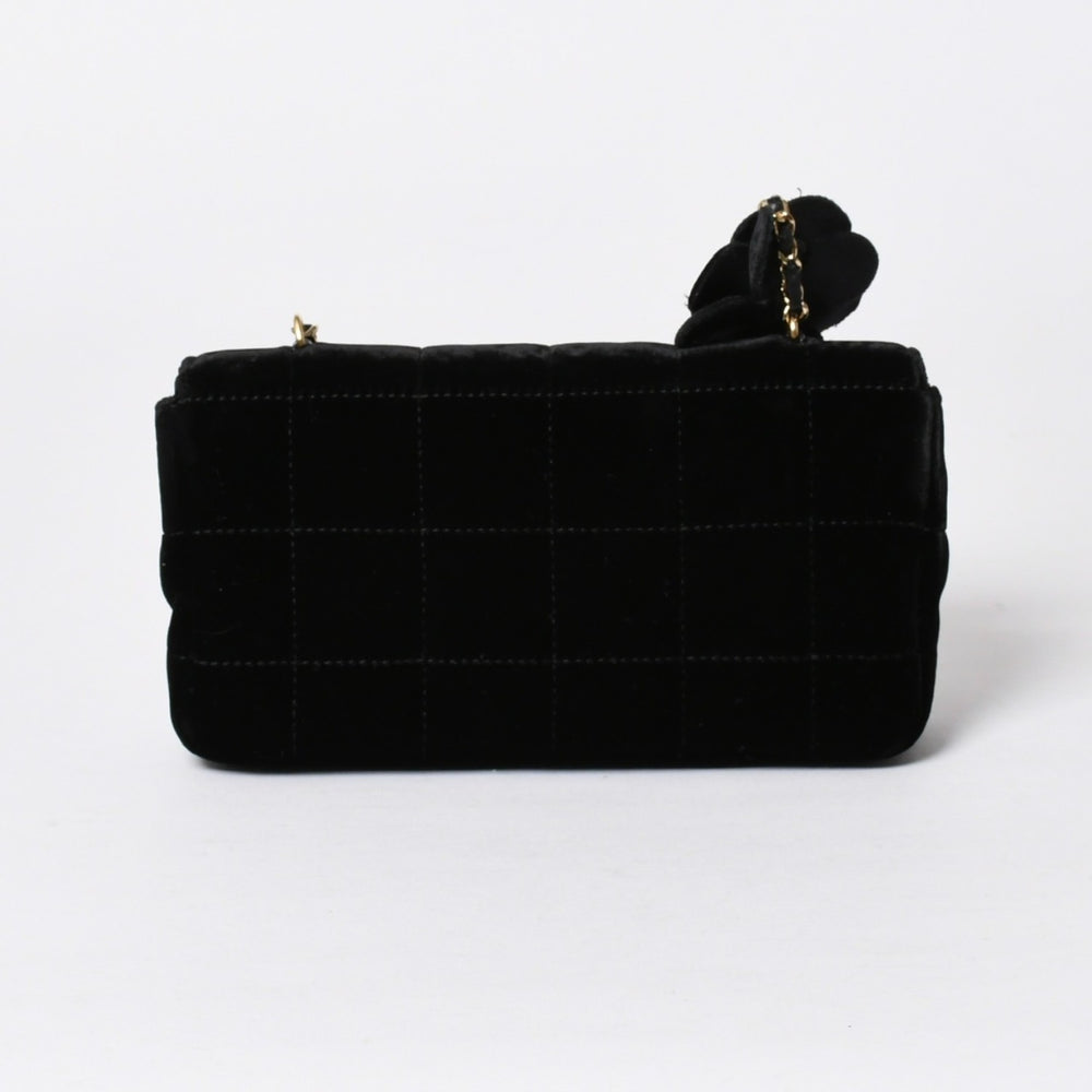 新品同様品 CHANEL シャネル チョコバー ベルベット シングルフラップ シングルチェーンバッグ 6番台 ベロア ゴールド金具 中古 4a006444