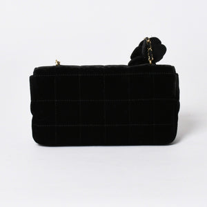 新品同様品 CHANEL シャネル チョコバー ベルベット シングルフラップ シングルチェーンバッグ 6番台 ベロア ゴールド金具 中古 4a006444