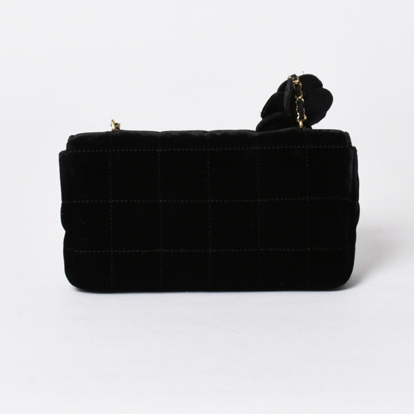 新品同様品 CHANEL シャネル チョコバー ベルベット シングルフラップ シングルチェーンバッグ 6番台 ベロア ゴールド金具 中古 4a006444