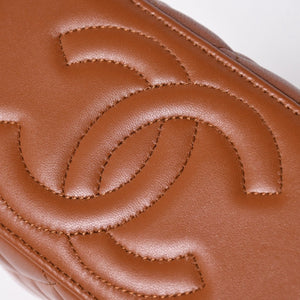新品同様品 CHANEL シャネル ハンドバッグ ショルダーバッグ ココハンドル バニティケース ランダム番台 ブラウン ゴールド金具 ラムスキン 中古 4a006459