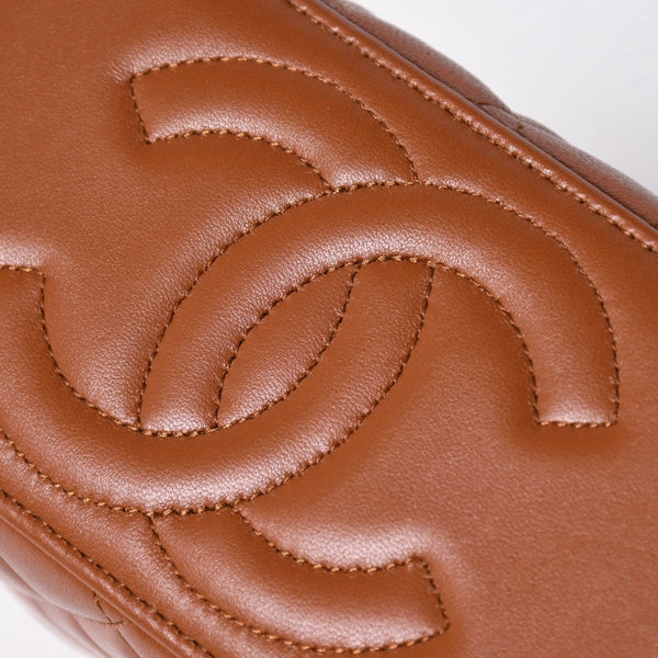 新品同様品 CHANEL シャネル ハンドバッグ ショルダーバッグ ココハンドル バニティケース ランダム番台 ブラウン ゴールド金具 ラムスキン 中古 4a006459