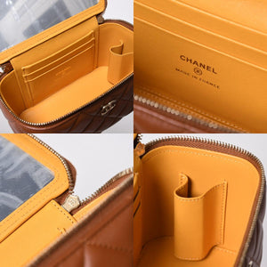 新品同様品 CHANEL シャネル ハンドバッグ ショルダーバッグ ココハンドル バニティケース ランダム番台 ブラウン ゴールド金具 ラムスキン 中古 4a006459