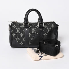 極美品 LOUIS VUITTON ルイヴィトン キーポル XS ショルダーバッグ M81010 モノグラムデニム トリヨンレザー 2WAY シルバー金具 中古 4a006447