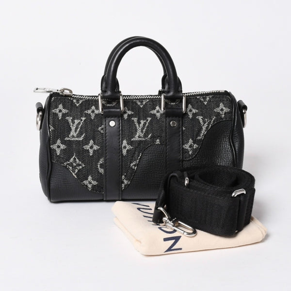 極美品 LOUIS VUITTON ルイヴィトン キーポル XS ショルダーバッグ M81010 モノグラムデニム トリヨンレザー 2WAY シルバー金具 中古 4a006447