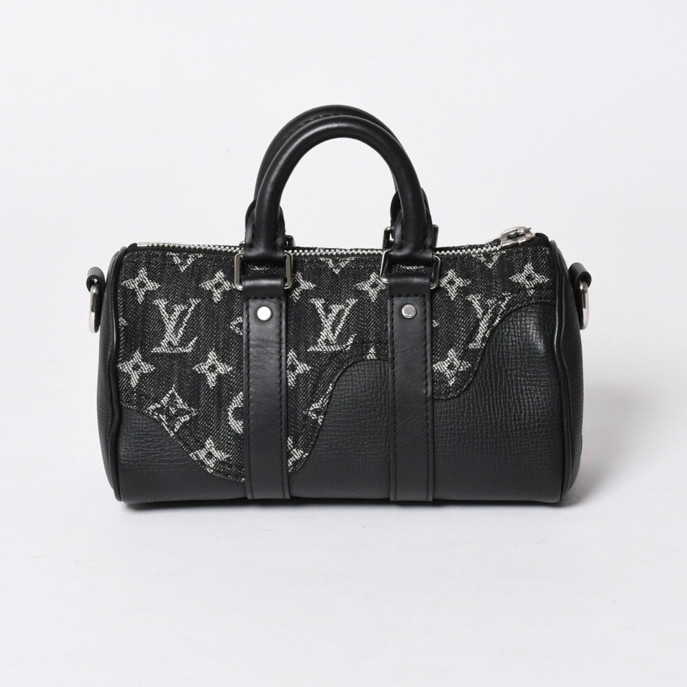 極美品 LOUIS VUITTON ルイヴィトン キーポル XS ショルダーバッグ M81010 モノグラムデニム トリヨンレザー 2WAY シルバー金具 中古 4a006447