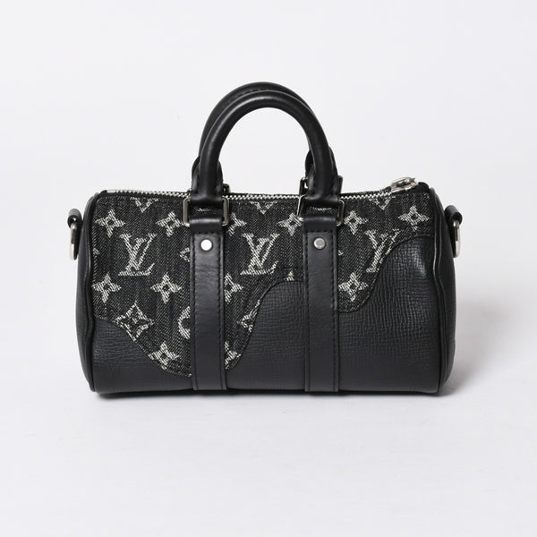 極美品 LOUIS VUITTON ルイヴィトン キーポル XS ショルダーバッグ M81010 モノグラムデニム トリヨンレザー 2WAY シルバー金具 中古 4a006447
